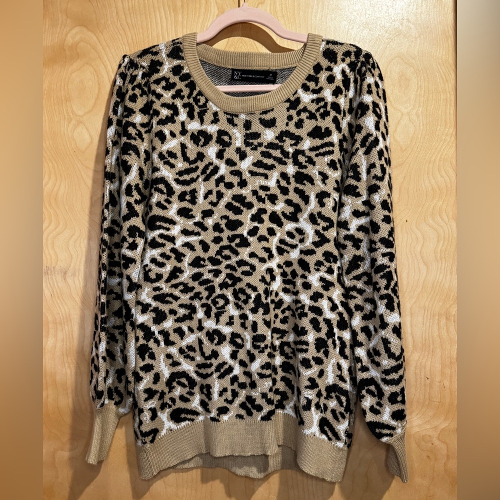 New York & Company Leopard Print Sweater - Black and Cream